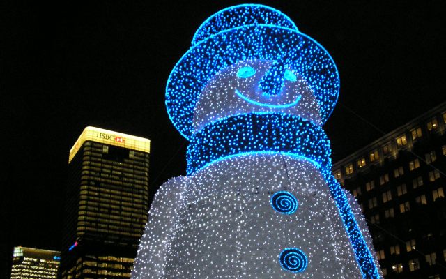 Massive illuminated snowman