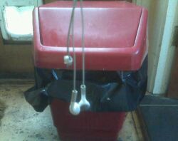 Earphones in the bin