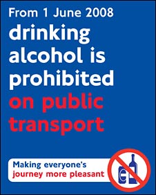 drinking banned on public transport
