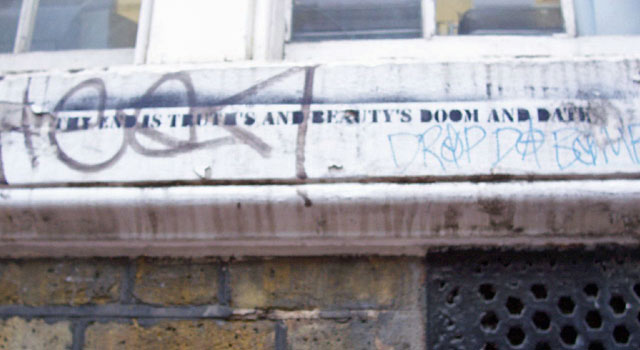 Graffiti quoting Shakespeare's Sonnet XIV
