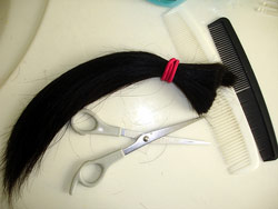 Hair and scissors