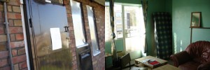 Atom Tom's front door and front room.