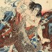 12167_0318_kuniyoshi Asahina Saburo Yoshihide Wrestles with Two Crocodiles at Kotsubo Beach, Kamakura. By Utagawa Kuniyoshi (1849). Courtesy of American Friends of the British Museum (The Arthur R. Miller Collection)