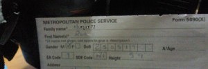 Hanger 72's stop and search form / from the Londonist Flickr pool