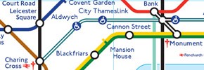 Tube map with Bank - Charing Cross DLR extension by Gareth Edwards