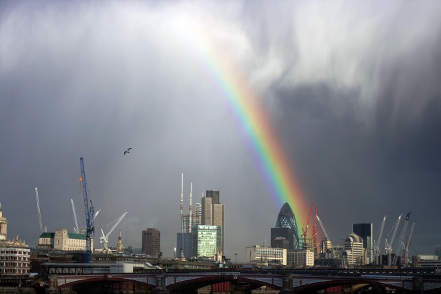 Rainbow over the City of London