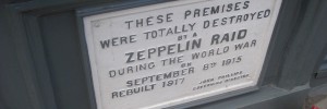 A plaque on Farringdon Road marks the site of one Zeppelin attack.