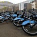 Bikes are piled up after the afternoon rush hour