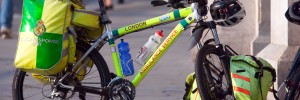 London ambulance Service bicycle, Trafalgar Square.
