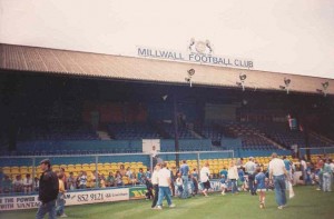 Millwall's The Den, in 1988. Note the pre-Taylor report fencing. Photo / BillyBatty.