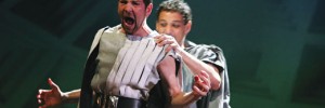 "He's behind you!" Greg Hicks as Caesar with David Rubin as Trebonius