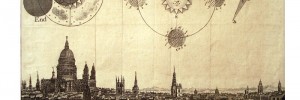 An eclipse over London in 1748, showing a rare view of the City from Islington.