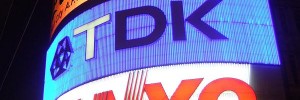 The neon Sanyo sign, with pre-op TDK. Image by M@.