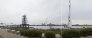 Thames Cable Car, running next to Gormley's Quantum Cloud.