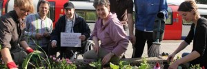 TTKK planting the flower beds at Kilburn Tube by Jonathan Goldberg