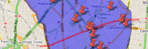 Map of exhibiting venues. Click to go to the interactive version.