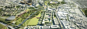 2040 view looking south towards Canary Wharf