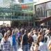 People streaming away from Westfield about 6pm, but not many of them with carrier bags.