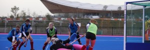 Great Britain women's hockey squad train on the newly-completed blue and pink pitch