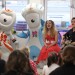 Macot song launch at Great Ormond Street Hospital School_111117 Wenlock and Mandeville with Tom and Carrie Fletcher at Great Ormond Street / photo by Dave Tully for LOCOG