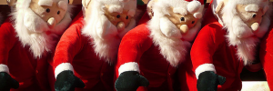 A conga of Santas by Buckaroo Kid in the Londonist Flickr pool.