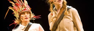 Swallows and Amazons. Original Bristol Old Vic production. Amy Booth-Steel (Peggy Blackett) and Celia Adams (Nancy Blackett) in Swallows and Amazons. Photo Simon Annand