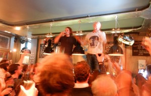 BrewDog founders James Watt and Martin Dickie toast the new bar.