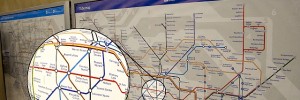 The tube map at Tottenham Court Road on the Northern Line platform... showing that the Northern Line does not stop there