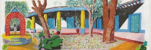 Hotel Acatlan: Second Day, 1984-85. Colour lithograph on two sheets of handmade paper. Paper and image 73.0 x 193.0cm. Edition of 98. Copyright: Courtesy of the Alan Cristea Gallery