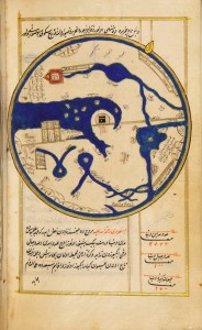 The Ka'ba in Mecca shown as the centre of the world. Illustration from Tarih-i Hind-i Garbi. Turkey, 1650 © Leiden University Library
