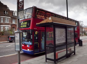 A Bus-Top from ground level - all the wiring and electronic gadgetry is encased in London Plane wood. (Image: Idea Generation)