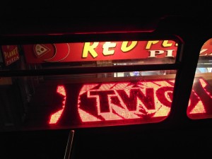 Different screen in animated Bus-Top, showing Mark Titchner's '31 Day Programme' (Image: Hazel Tsoi-Wiles)