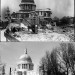 A dirty St Paul's Cathedral in 1942 (top), when the blitz was damaging its surroundings. A much cleaner St Paul's today (bottom).