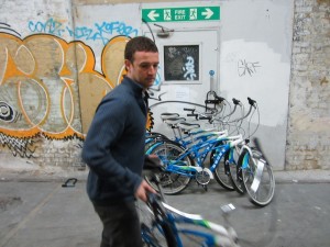Chris dispenses the bikes, from a secret lock-up beneath Waterloo.