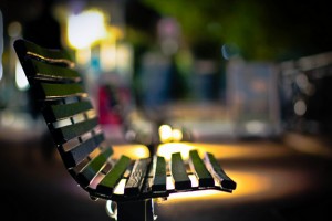 A sun-dappled bench on the South Bank, by markspokes49