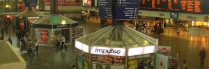 Euston concourse: unlovely home to many angry commuters tonight.
