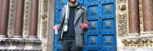 Host Matthew Green in front of St Michael's Cornhill.