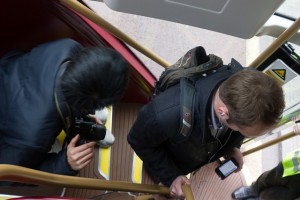 No standing on the stairs... but the chap on the right is the BBC's Tom Edwards, so we'll let him off.