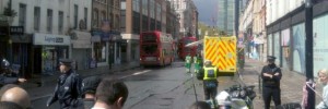 The cordon on Tottenham Court Road at 1.30pm