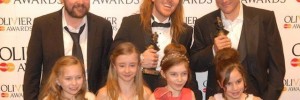 Matilda Director Matthew Warchus, Composer Tim Minchin, Actor Bertie Carvel Matilads: Sophia Kiely, Eleanor Worthington Cox, Kerry Ingram and Cleo Demetriou by James Carnegie Photography