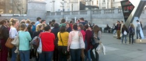 Tourists queuing to have their photo with an Olympic clock, months ago. Imagen what the real thing will be like!