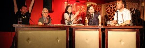 Michael Legge, Jenny Eclair, Danielle Ward, Margaret Cabourn-Smith and John Finnemore