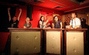 Michael Legge, Jenny Eclair, Danielle Ward, Margaret Cabourn-Smith and John Finnemore