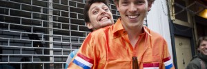 Dutch and Portuguese fans partying at break time