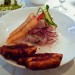 Peruvian ceviche with fried plantain
