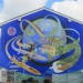 Commissioned by Tony Banks, this anti-nuclear mural on Coldblow Lane must be the only one to feature a missile-riding Michael Heseltine. It was created in 1983 by Brian Barnes and the London Muralists for Peace.