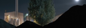 Factory, Tree and Moon behind silhouette (RM9), William Eckersley. Courtesy Vegas Gallery.