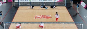 Goalball. So called because it's played with a ball. And massive goals. Image from London2012.