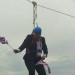 Boris Johnson on a zip wire, Victoria park, east London