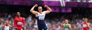 Richard Whitehead spanks his own world record to win the T42 200m. Image from London2012.